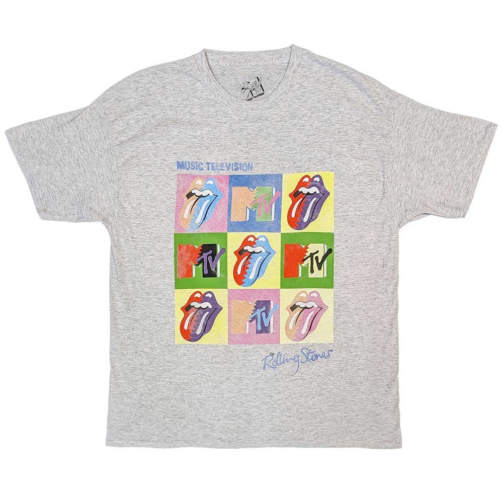 MTV - Rolling Stones Warhol Squares Tshirt Homme - Gris